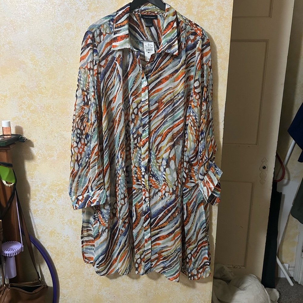 Ashley Stewart Multicolor Animal Print Shirt